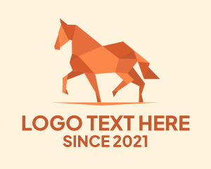 Orange - Prancing Horse Origami logo design