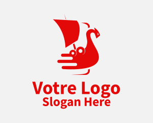 Red Viking Ship  Logo