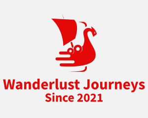Travelling - Red Viking Ship logo design
