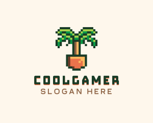 Streaming - 8bit Pixel Palm Tree logo design