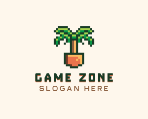 8bit Pixel Palm Tree logo design