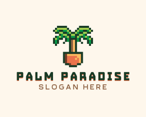 8bit Pixel Palm Tree logo design