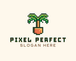 8bit Pixel Palm Tree logo design