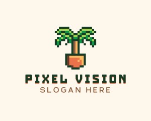 8bit Pixel Palm Tree logo design