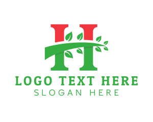 Earth - Organic Leaf Letter H logo design
