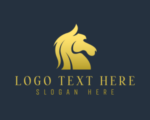 Golden - Elegant Wild Horse logo design