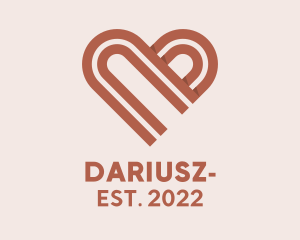 Dating Site - 3D Heart Ribbon Valentines logo design