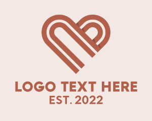 Date - 3D Heart Ribbon Valentines logo design