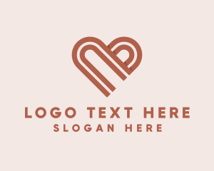 Brown - 3D Heart Ribbon Valentines logo design