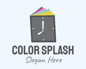 Colorful Book Clock logo design