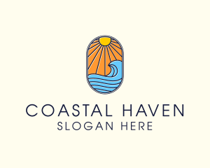 Summer Ocean Coastal Surf logo design