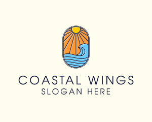 Summer Ocean Coastal Surf logo design