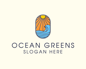 Summer Ocean Coastal Surf logo design