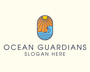 Summer Ocean Coastal Surf logo design