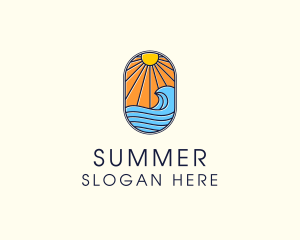 Summer Ocean Coastal Surf logo design