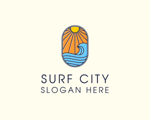 Summer Ocean Coastal Surf logo design