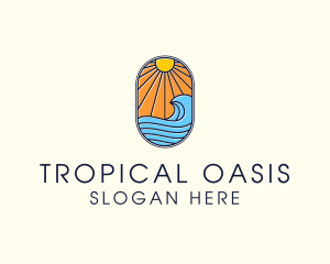 Paradise - Summer Ocean Coastal Surf logo design