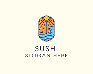 Summer Ocean Coastal Surf logo design