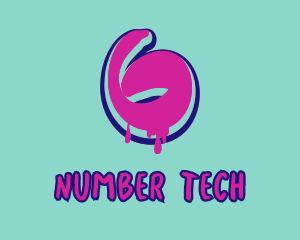 Number - Paint Graffiti Number 6 logo design