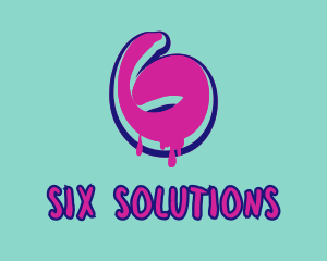 Six - Paint Graffiti Number 6 logo design