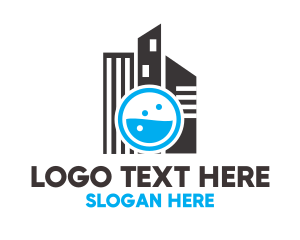 Clean - Building Laundry City logo design