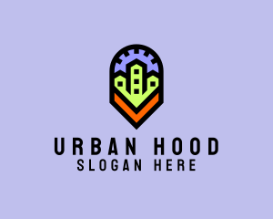 Urban Neighborhood Map Pin logo design