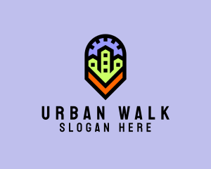 Urban Neighborhood Map Pin logo design