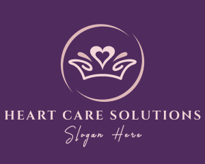 Feminine Heart Crown logo design