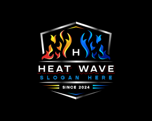 Heat - Temperature Heat Hvac logo design