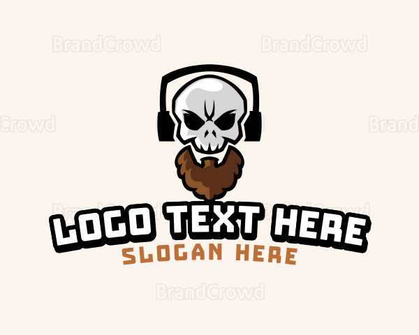 Headphone Bearded Skull Logo