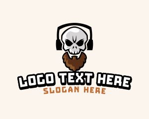 Spooky - Headphone Bearded Skull logo design