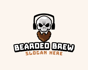 Headphone Bearded Skull logo design