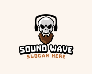 Headphone - Headphone Bearded Skull logo design