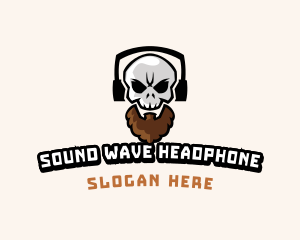 Headphone - Headphone Bearded Skull logo design