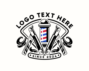 Haircutter - Barbershop Razor Pole logo design