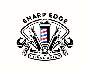 Barbershop Razor Pole logo design