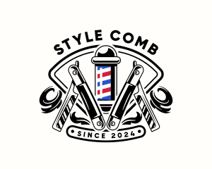 Barbershop Razor Pole logo design