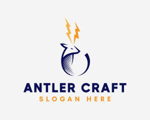 Lightning Antler Deer logo design