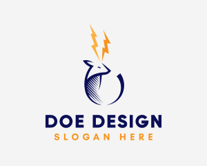 Doe - Lightning Antler Deer logo design
