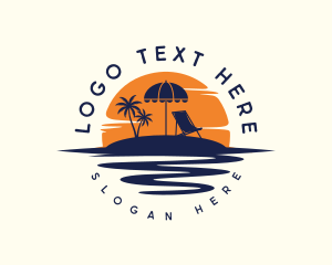 Palm Tree - Beach Umbrella Chair logo design
