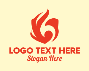 Burning - Red Flame Shield logo design