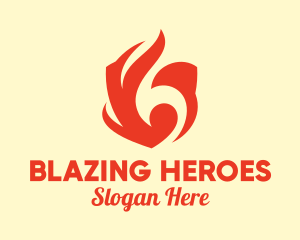 Fireman - Red Flame Shield logo design