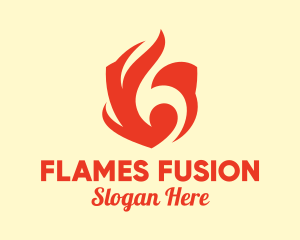 Red Flame Shield logo design