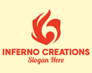 Red Flame Shield logo design