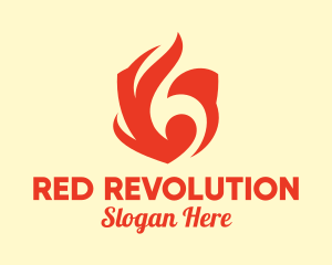 Red Flame Shield logo design