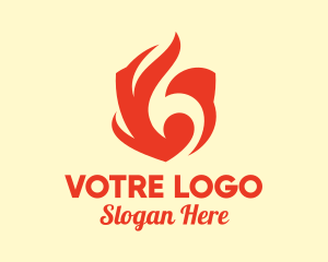 Hot - Red Flame Shield logo design