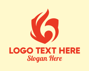 Flammable - Red Flame Shield logo design