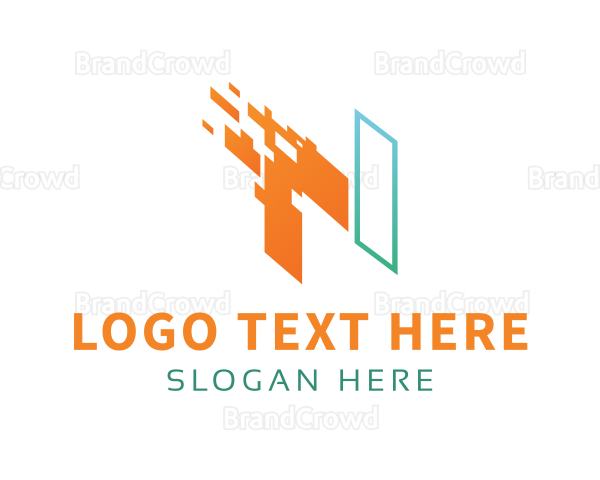 Digital Pixel Letter N Logo