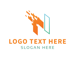 Digital Pixel Letter N  Logo