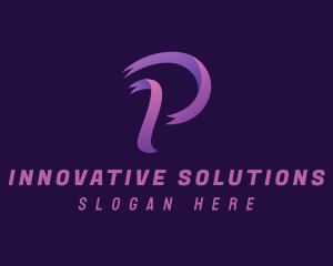 Purple Ribbon Letter P Logo